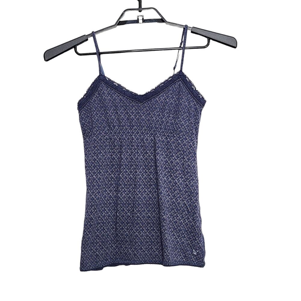 Y2K American Eagle Babydoll Tank Cami Floral Blue Small